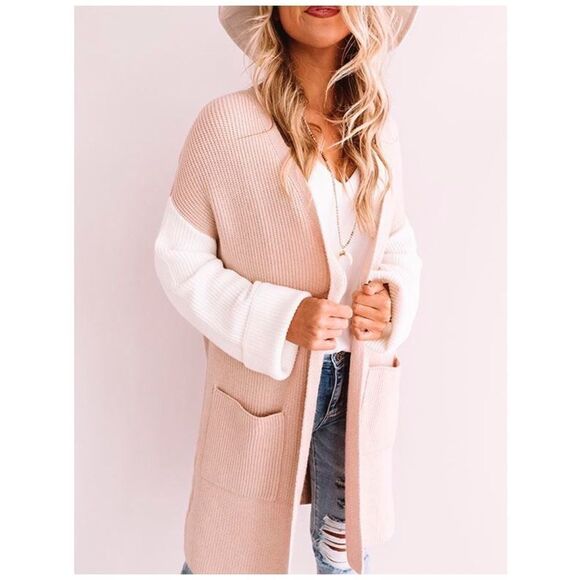 COLOR Block Open Knit Cardigan - Picture 3 of 10